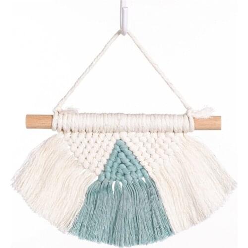 D7YE Nordic Handmade Woven Macrame Bohemian Semicircular Wall Hanging Tapestry with Tassels for Kids Room Nursery Bedroom Baby