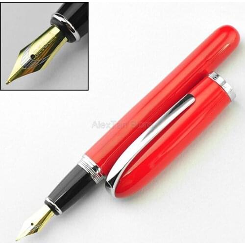 Baoer Business Fountain Pen Red Barrel With Silver Clip Iridium Medium Nib Unique Design Gift Pens Office & School Supplies
