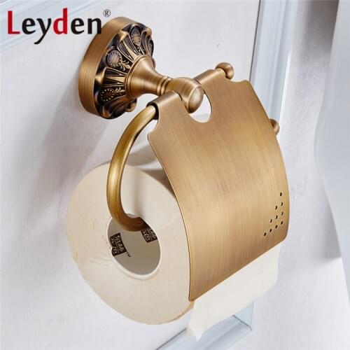 Leyden Toilet Paper Holder Black/ Antique Brass Wall Mounted Paper Roll Holder Toilet Tissue Holder Copper Bathroom Accessories