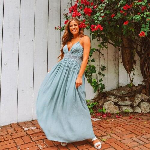 Neatie kiddie Solid Sexy V-neck Lace Bohemian Dress Women Backless Sleeveless Spaghetti Strap Lady Long Dress Female Vestidos