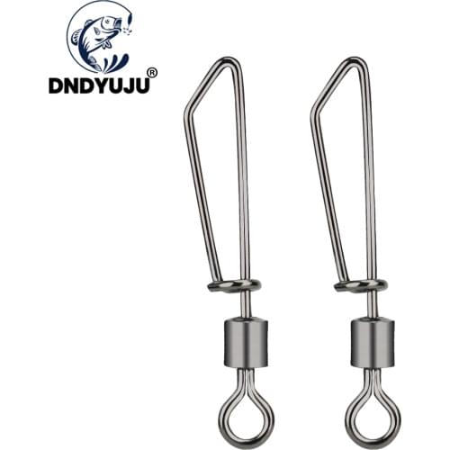 DNDYUJU 100/50pcs Stainless Steel Fishing Swivels Interlock Rolling Swivel With Snap Fish Hook Lure Tackle Carp Connector