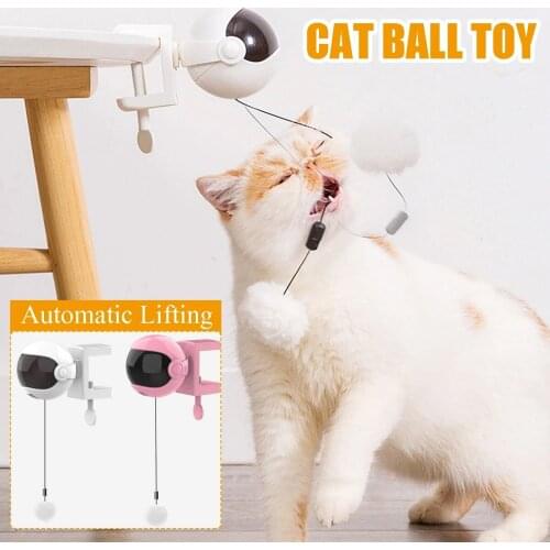Cat Electric Toy Ball Pet Interactive Automatic Teaser Sports Adjustable Toys Cat Accessories Plush Ball Kitten Supplies Stuff