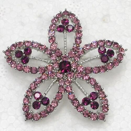 Purple Rhinestone Flower Pin brooches C817 D