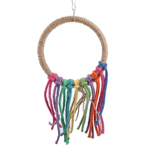 Pet Bird Parrot Toy Rope Chewing Bite Hanging Cage Swing Climb Chew Toys Parrot String IQ Training Swing Colorful Parrot Toys