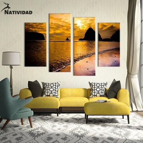 Sunset Dusk Seascape Painting Canvas Wall Stickers Tide Photography Picture Print Poster No Frame Wall Painting Bedroom Home Dec