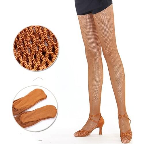 Women Professional Latin Tights Hard Network Rhinestone Fishnet Stockings Ballroom&Latin Dance Hard Yarn Elastic Latin Pantyhose