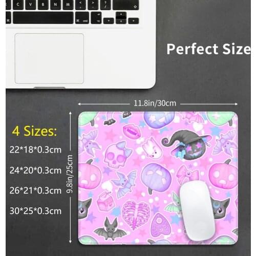 Halloween All Year Mouse Pad DIY Print Pastel Goth Halloween Cute Kawaii Witch Creepy Cat Bat Skull Pink