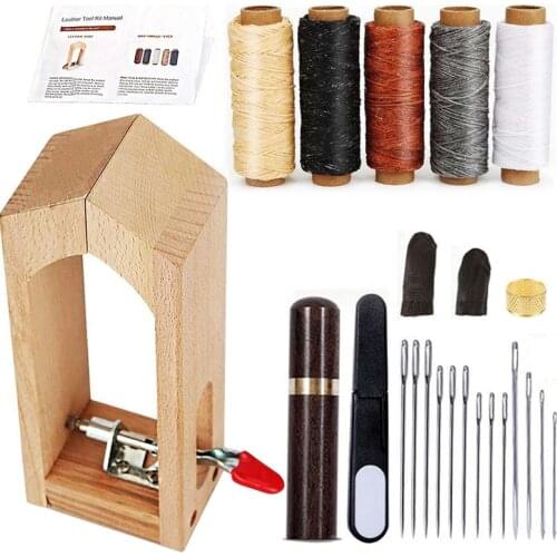 LMDZ Leather Sewing Clamp Leather Sewing Kits Leather Stitching Pony with Leather Needle and Waxed Thread Leather Working Tools