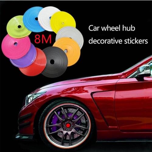 Fashion Universal 6 Colors Car-styling Vehicles 8 M/Roll 8 Mm Wideth Prevent Scratches TPE Wheel Rim Protector Sticker Car Hub T