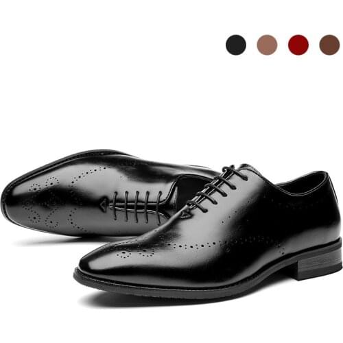 4 Colors Oxfords Brogue Handmade Man Business Shoes Black Designer Luxury Wedding Dress Best Men Shoes Original