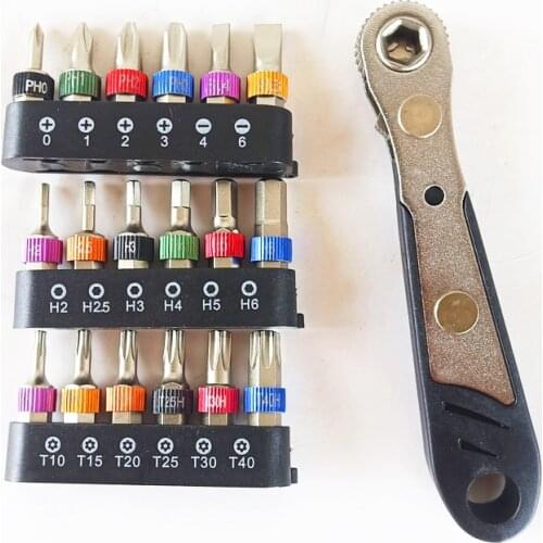 19 in 1 Ratchet wrench Screwdriver bit set S2 color circle bit Household hardware tool set