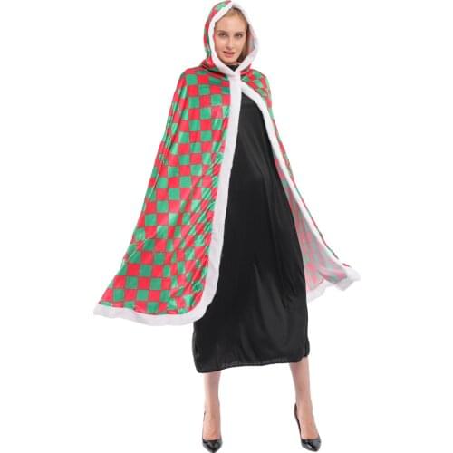 Snailify Mrs Claus Cloak Christmas Elf Cape Christmas Xmas Costume Velvet Hooded Santa Cosplay