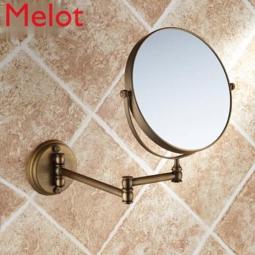Punch-Free Bathroom Wall-Mounted Cosmetic Mirror Folding Vanity Mirror Telescopic Mirror Double-Sided Zoom Hairdressing Mirror