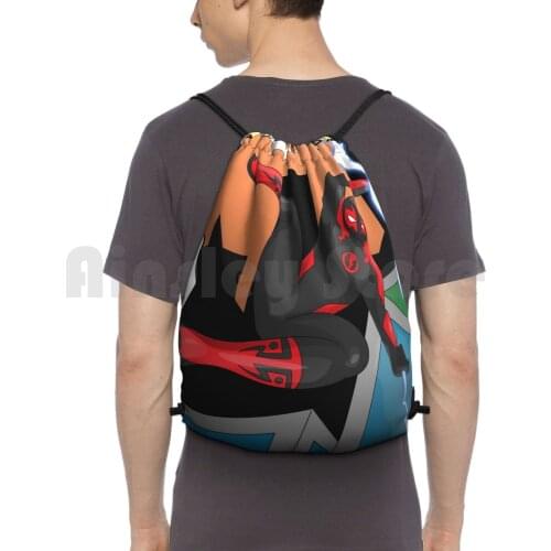 Back Page Comics Presents : Mineport Backpack Drawstring Bag Riding Climbing Gym Bag Comics Superhero Webcomics Original