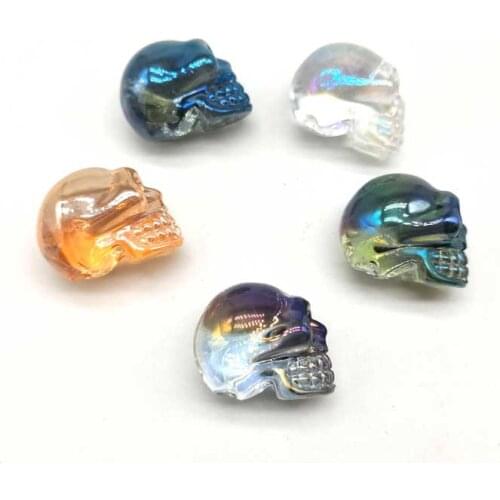 New Arrival Natural Crystal Stone Dyed Bright Skull Model Carving Furnishing Articles