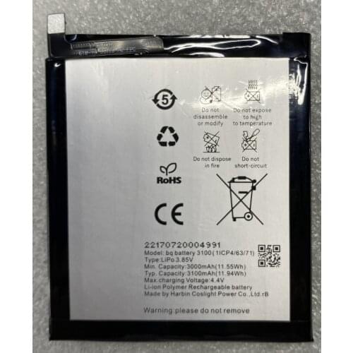 HST New 3100mAh battery for BQ battery 3100(1ICP4/63/76) Mobile phone BQ X X PLUS