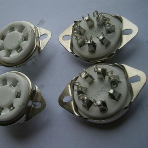 Wholesale and retail 8pcs New 7pin silver Ceramic vacuum tube socket top mount valve For 2A7 6A7 amp free shipping
