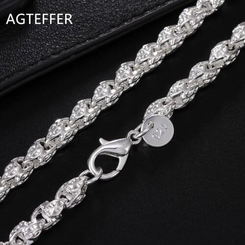 AGTEFFER 925 Sterling Silver 20/24 Inch 5mm Faucet Chain Necklace For Women Man Fashion Wedding Engagement Charm Jewelry