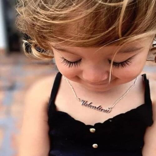 Childrens Custom Necklace With Butterfly Crown Personalized Letter Number Stainless Steel Necklace For Kid Woman Brithday Gift