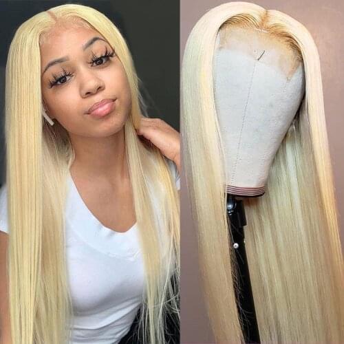 613 Blonde 4x4 Lace Front Human Hair Wigs For Women Brazilian Straight Human Hair Wigs Remy Lace Closure Wigs HD Lace Front Wigs