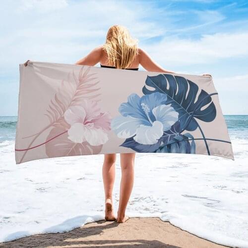 Tropical Leaves Hibiscus Flower Beach Towel Luxury Quick-dry Microfiber Bathroom Bath Towels Yoga Mat Picnic Blanket