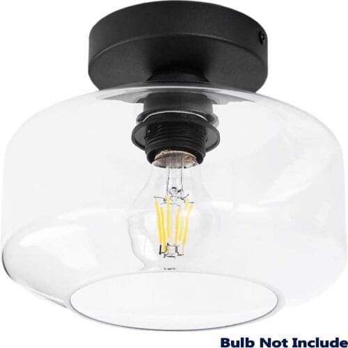 Clear Glass Shade Ceiling Light Modern Industrial Semi-Flush Mount for Porch Hallway Kitchen Bedroom Schoolhouse Light Fixture