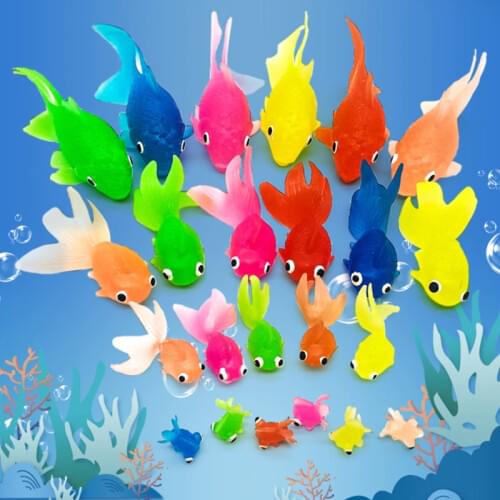 10pcs Rubber Simulation Small Goldfish Gold Fish Kids Toy Decoration Bath Toy