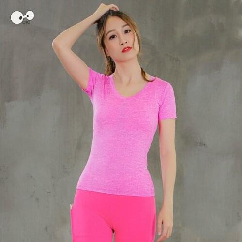 Sexy V Neck Compression Yoga Shirts Women Fitness T-Shirt Quick Drying Running Tops Sportswear Female Short Sleeve Gym Clothing