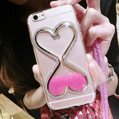 Diamonds bling Love hourglass Glitter Quicksand Silicone TPU Phone Case for iPhone X XR XS Max 6 6s 8 7 Plus