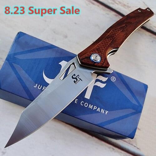 Sitivien Design Wood Handle Real 9cr18mov ST219 Ball Bearing Kitchen Survival Outdoor EDC Tool Utility Folding Camping Knife