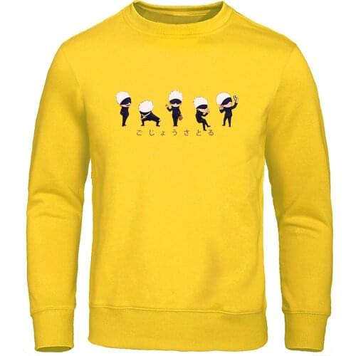 Gojo Satoru Printing Mens Hooded Retro Brand Mens Hoodie Sweatshirts Funny Anime Clothing Solid Color Warm Pullover Male