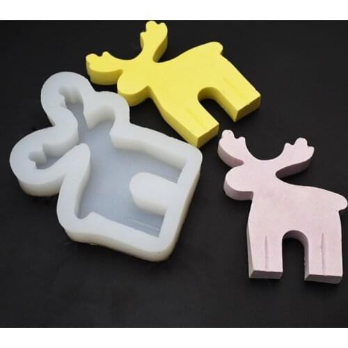 U90E Christmas Elk Decorations Epoxy Resin Mold Ornaments Casting Silicone Mould DIY Crafts Plaster Candle Soap Mold
