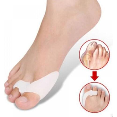 2pcs Toe Straightener Thumb Valgus Protector Silicone Gel Foot Fingers Two Hole Toe Separator Bunion Adjuster Foot Care Toe Pads