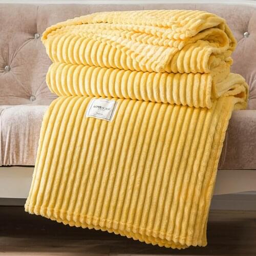 High quality warm flannel Yellow Blankets For Beds Throw Sofa blanket decoration Travel Cover Blanket