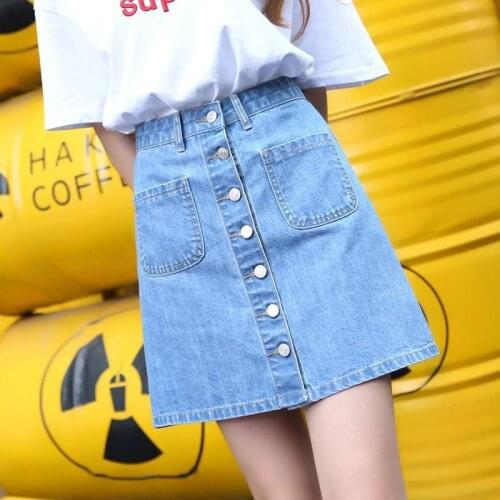 Denim Skirt Womens Summer High Waist Spring A- Line Skirt Woman Skirts Mujer Faldas Saias Mulher