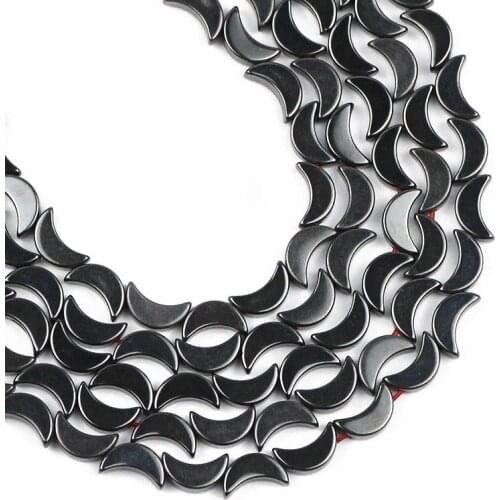 ZHBES Natural Black Stone Moon shape Hematite 8x5mm 50pcs Spacers Loose Beads For Jewelry Making DIY Bracelets necklace Findings