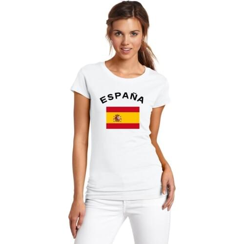 BLWHSA SPAIN National Flag Printed European Fans Cheer Women T-Shirt Round Neck Short Sleeve Casual T Shirts For Women