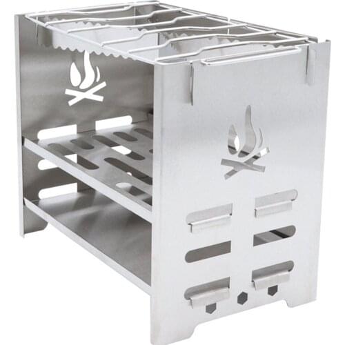 1 PCS Camping Burning Rocket Stove Stainless Steel Grill Multi-function Folding Wood Stove For Outdoor BBQ Hiking Picnic Cooking