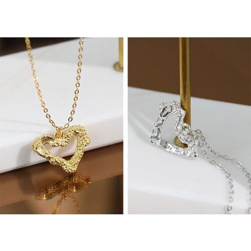 100% Genuine 925 Sterling Silver Couples Necklace with Hear Chain Vintage Necklace for Women Lovers Party Wedding Jewelry Gift