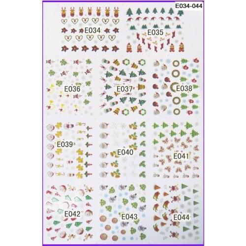 11 PACKS / LOT 3D SIMULATION XMAS CHRISTMAS SANTA CLAUSE SELF-ADHESIVE NAIL TATTOOS STICKER E034-044