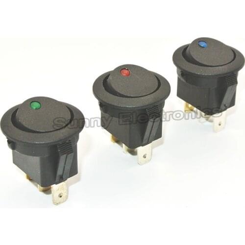 15PCS Red Green Blue Led Dot Light 12V Car Auto Round Rocker ON/OFF Toggle Switch Sales
