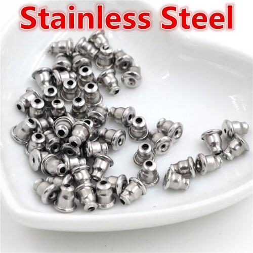 200pcs/Lot High Quality Stainless Steel Earring Back Plug Earring Settings Base Ear Studs Back Earring Stopper Whole Sale-T1-36