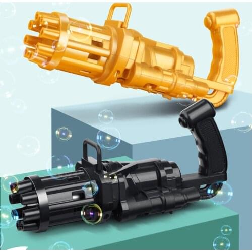 2021 New Kids Gatling Bubble Gun Toy 8-Hole Automatic Bubble Guns For Summer Outdoor Soap Water Machine 2-in-1 Electric Gift Toy
