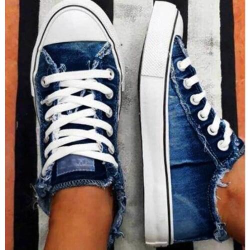 2021más vendidos de las mujeres zapatos de lona vaquera delgada Casual primavera otoño T-atados bajo-Top ocio zapatos de los est