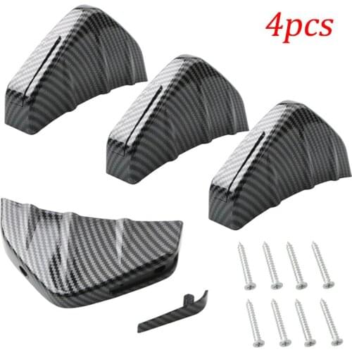 4X Black/Carbon Style Universal Car Rear Lower Bumper Diffuser Fin Spoiler Lip Wing Splitter Scratch Protector Car Accessories