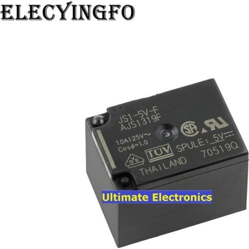 5PCS JS1-5V-F AJS1319F A set of conversion 5 pin 10A 5VDC Relays