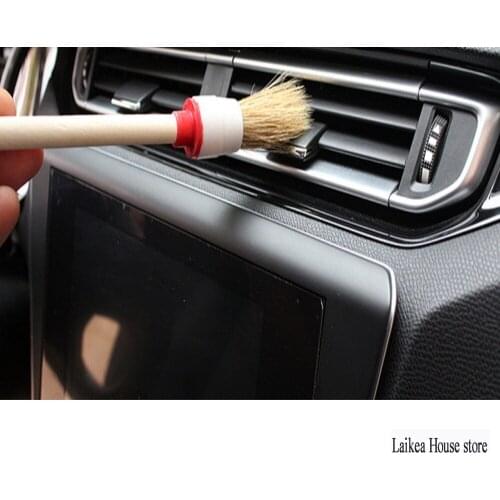 5PCS/Set Small And Soft Brushes With Wooden Handles For Cleaning Car Seats Convenient Washable Car Cleaning Tools Accessories