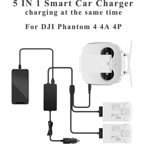 5 IN 1 Smart Battery Car Charger Outdoor Remote Controller Power Charging USB Port For DJI Phantom 4 4Pro 4Advanced Accessorie