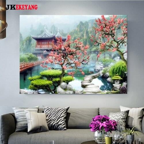 5D Diy diamond painting Lake pavilion Diamond Mosaic sale Rhinestone Embroidery cross stitch Y4307