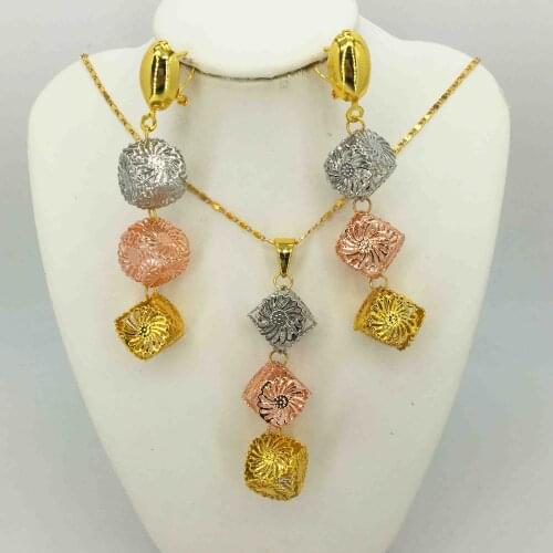 Free shipping African gold jewelry set wedding birthday gift woman necklace African costume jewelry travel set